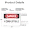 Signmission Combustible Danger Sign, Plastic, 14in W x 10in L, 2PK OS-2PACK-DS-P-1014-L-2343 - alternate 7